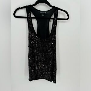 Forever 21 Black Sequins Tank Top Size Medium